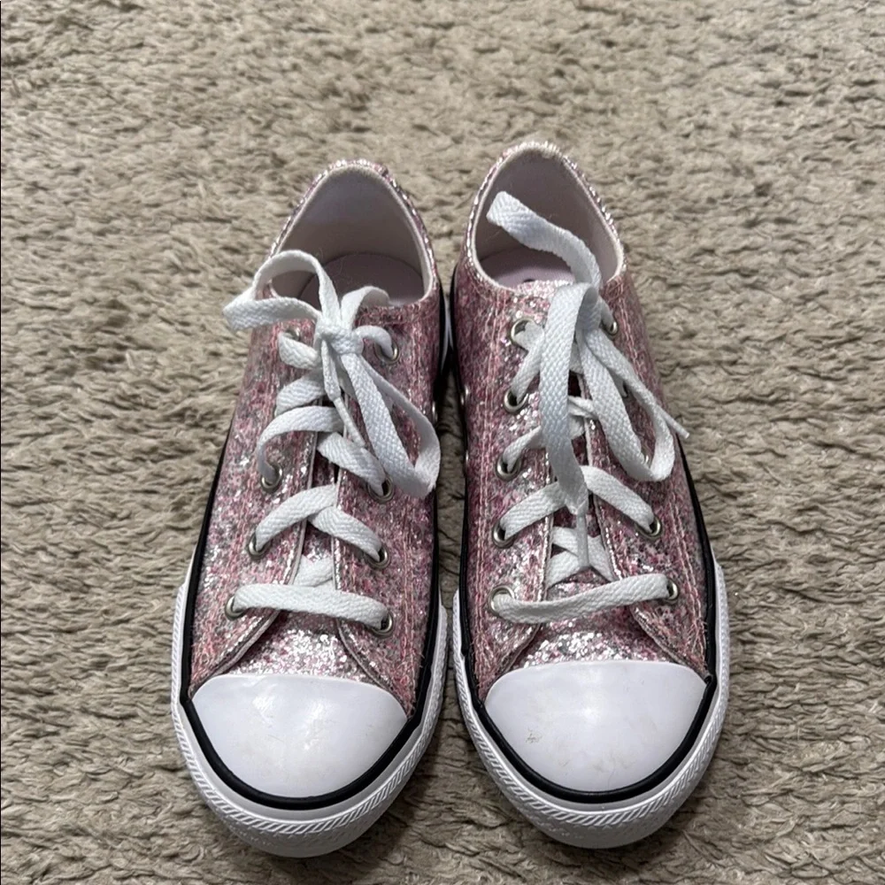 Converse Pink and White Glitter Sneakers Low-Top